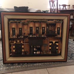 Hand Made Hand Assembled 3D Art Piece Of An Old City 