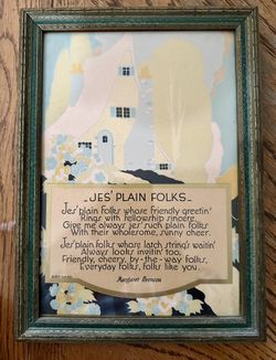 Vintage Framed “Jes' Plain Folks" by Margaret Bronso Art Deco