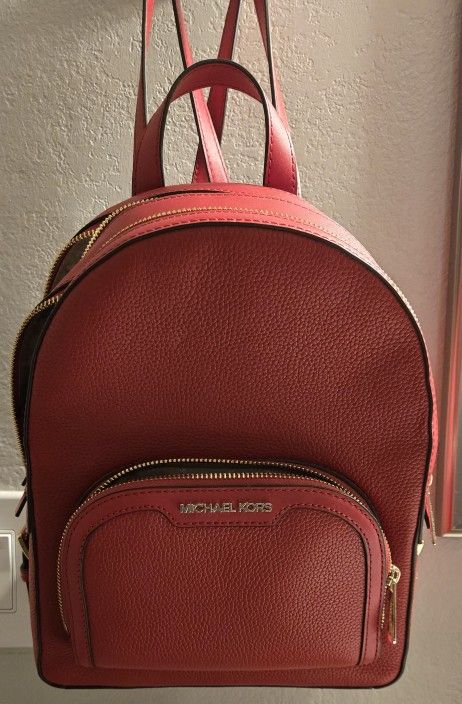 Medium Authentic Red Michael Kors Backpack 
