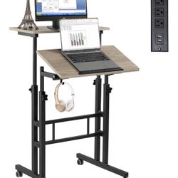 Mobile Standing Desk with Charging Station