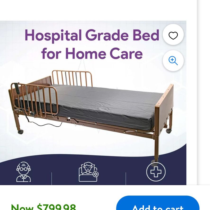 ELECTRIC Hospital-type CARE BED with Extra Top of line Side Rails, 2 Mattresses (at Least 1 is a Pressure Redistribution Mattress) & Remote Control