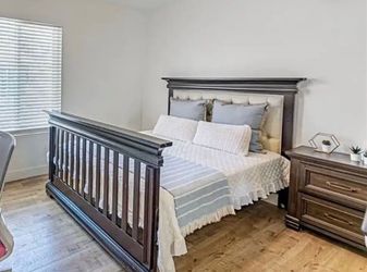 Wooden frame and mattress disassembled