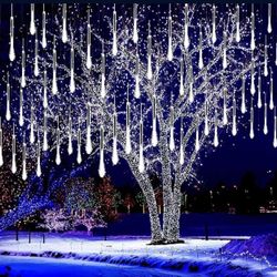 Christmas Lights Outdoor, Meteor Shower Lights Falling Rain Lights 12 inch 8 Tube 192 LED Snow Falling Icicle Cascading Lights for Xmas Tree Halloween