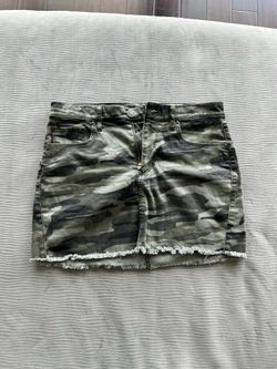 Express Camouflage Denim Mini Skirt