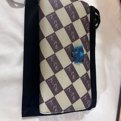 Rfid Blocking Wallet Long Wallets Leather Clutch Wallet with Wrist Strap &Zipper