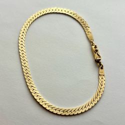 14k Yellow Gold Flat Curb Cuban Bracelet 7.5 Inch 4mm Italy Box Lock⁠