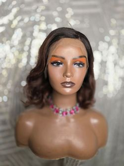 13x6 blend human wig 12"auburn  brown ombre new  pin up