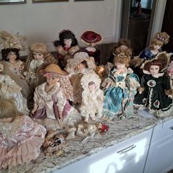 Antique Porcelain Doll Collection Lot of 15 Dolls