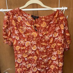 Rachel Zoe Fairy Fall Ditsy Floral Burnt Orange Size Large NWT