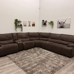 Brown Sectional Couch Power Recliner - Free Delivery 