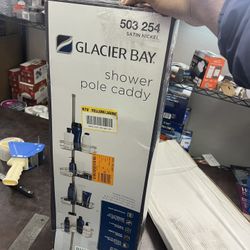 Corner Shower Caddy "L" Style 4 Shelves Tension Pole Rust Resistant Satin Nickel