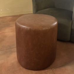Leather Pouf Ottoman 