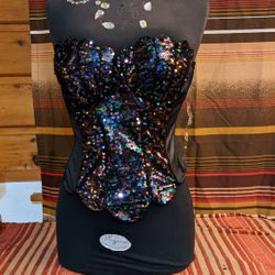 Shiny New Holographic Halloween Sequin Corset 
