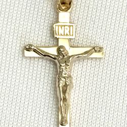 14K solid gold cross pendant 23 mm length
