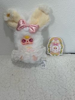Baby Three Flower Fairy Series Plush 50% face white bunny special eyes