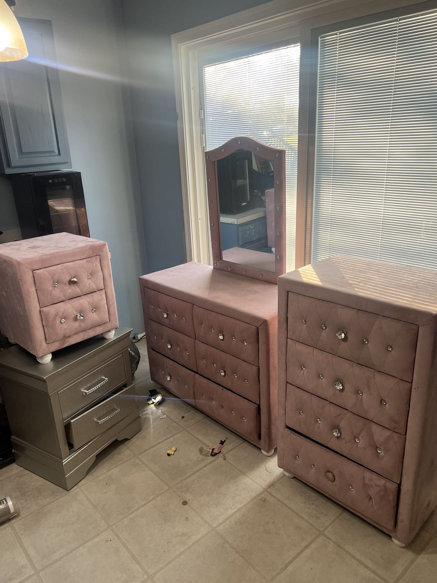 Dresser for Bedroom with 4 Storage Drawers The bed is also included.