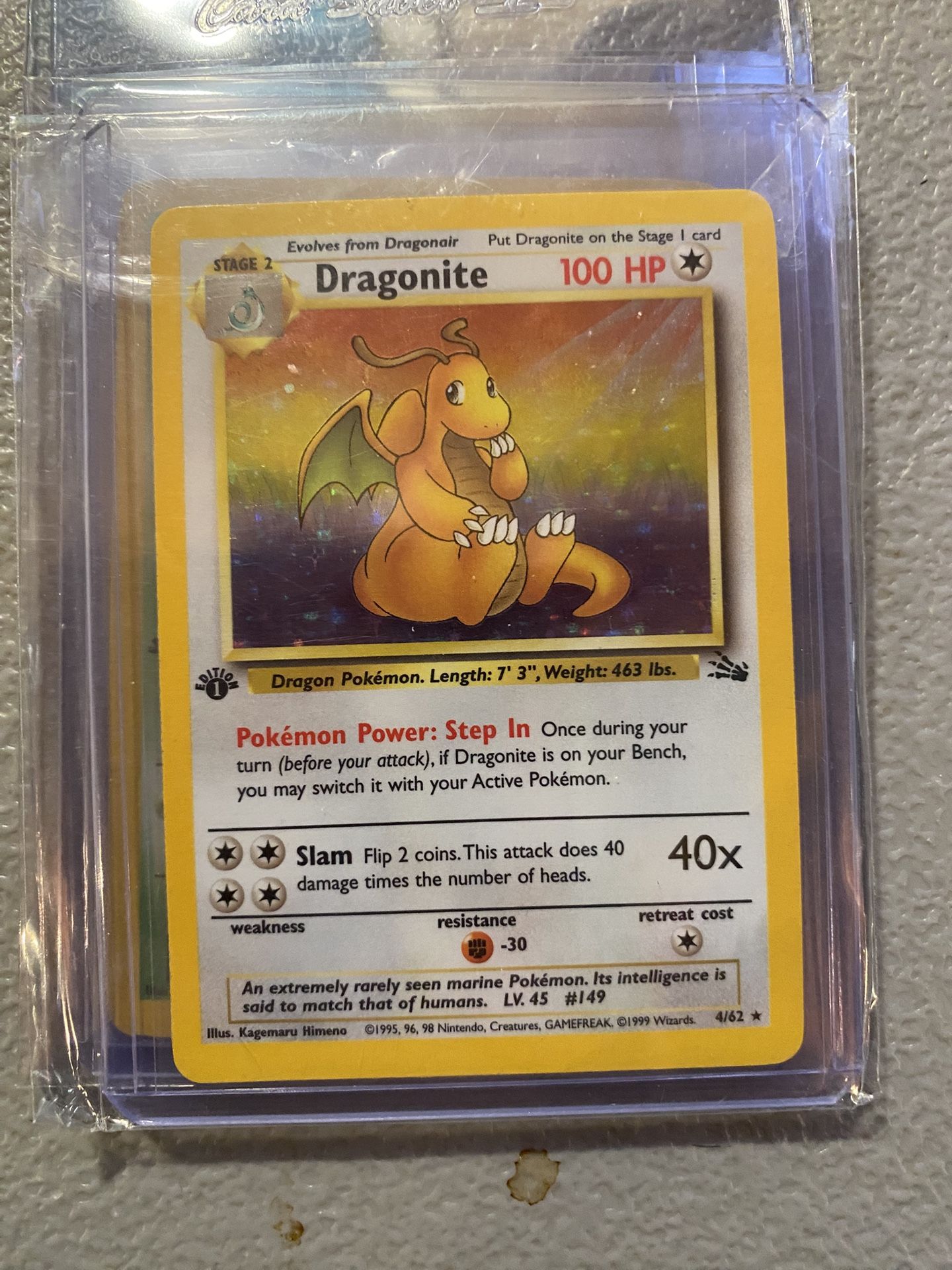 MP First Ed Dragonite Holo Fossil Pokémon TCG