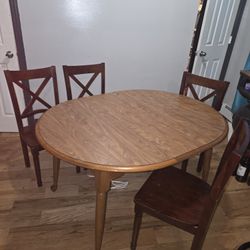 Adjustable Solid Wood Table And 4chairs