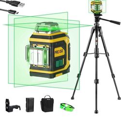 PREXISO Rechargeable 360° Self Leveling Green Laser Level with Tripod, Magnetic Base, Glasses