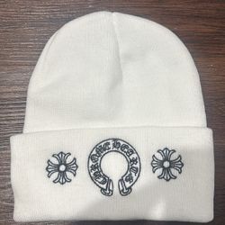 White Chrome Hearts Horse Shoe Beanie