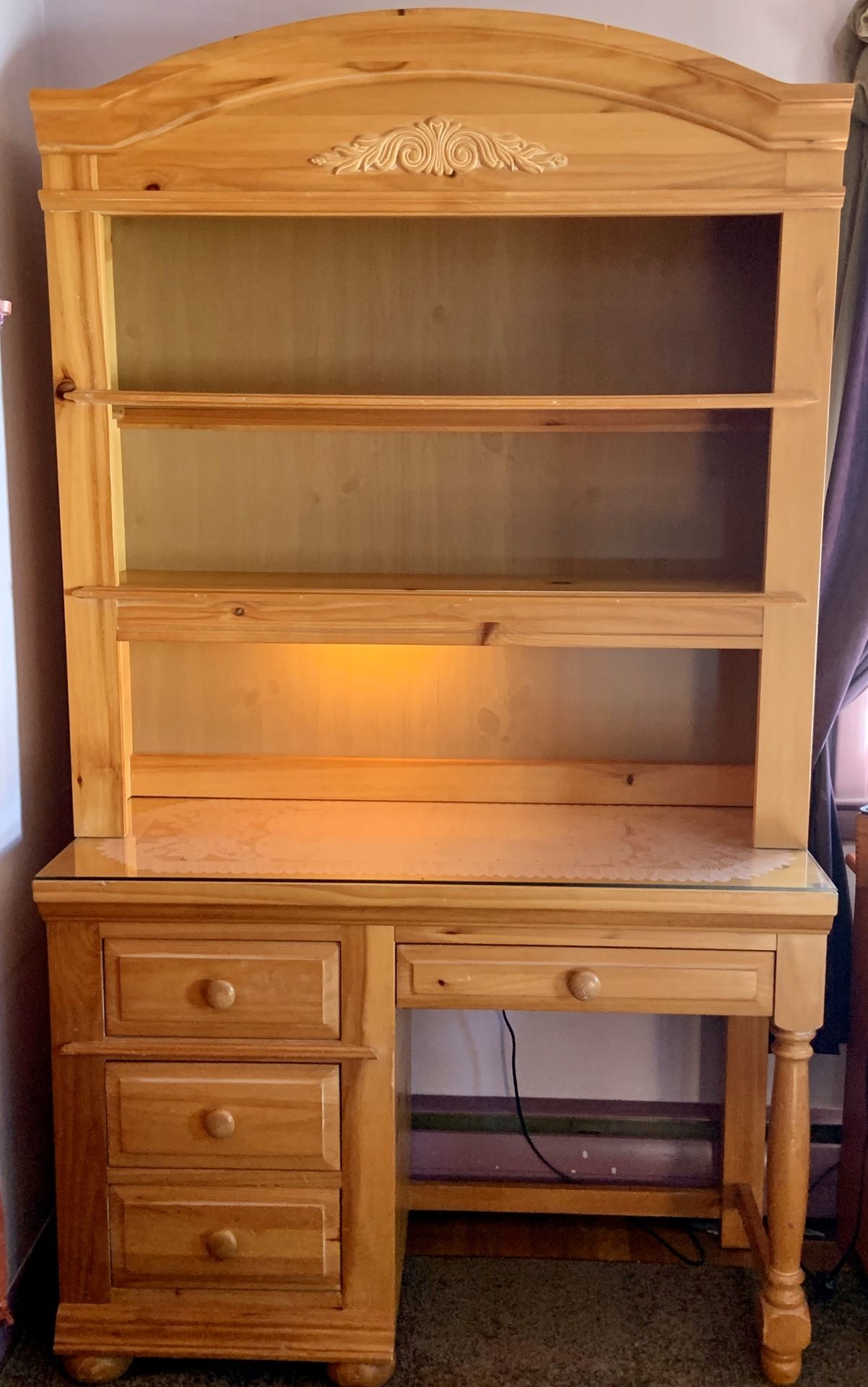 Broyhill Fontana Illuminated Desk with Hutch & Chair