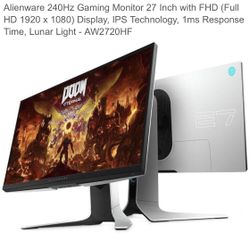 alienware 1080p 240hz pc monitor 27" with original cables