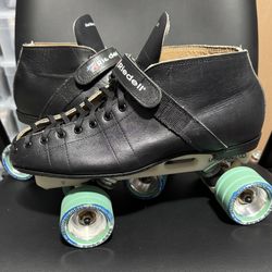 Riedell 695 Roller Skates Sz 12 With Laser Plates 7.9” Wb