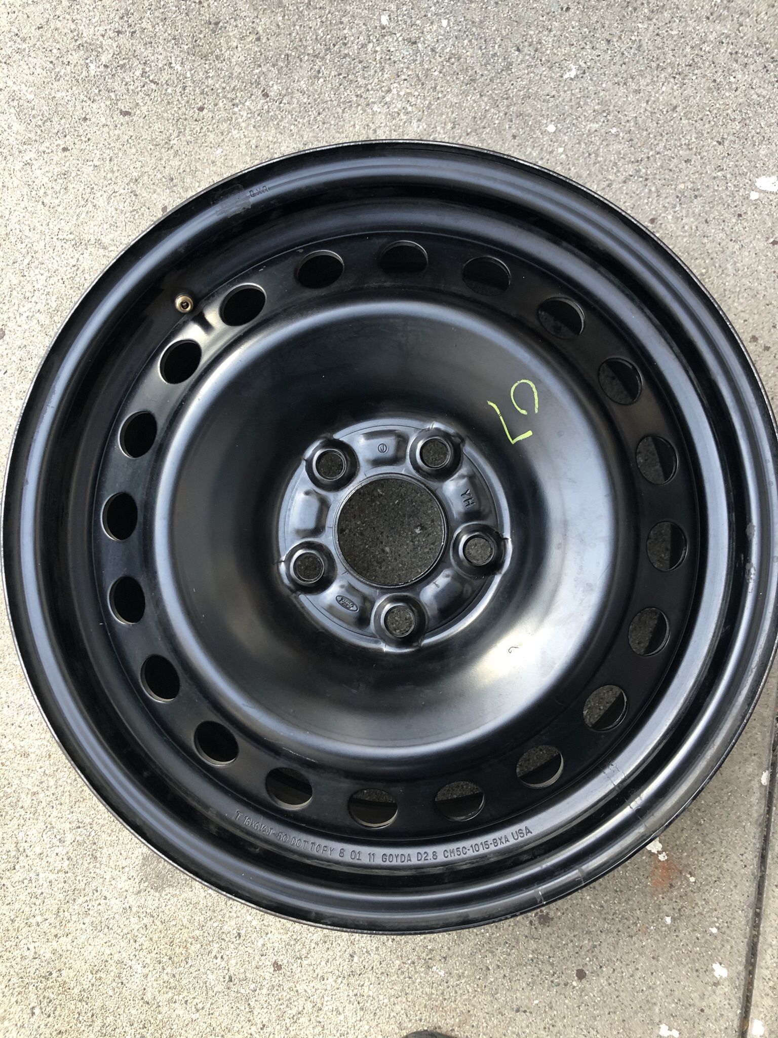 16"x6.5" 5 Lug 2012-2018 Ford Focus Black Steel Wheels