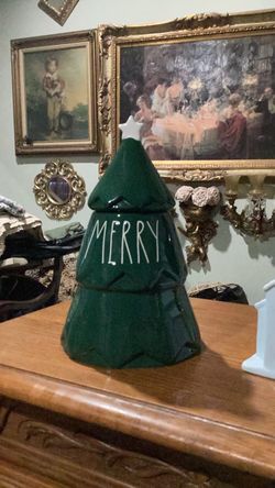 Rae Dunn artisan collection Christmas tree cookie jar