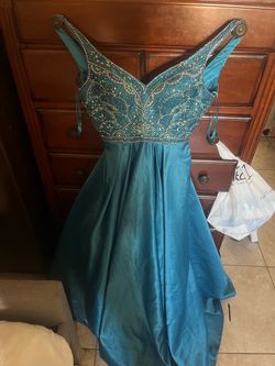 Teal Beaded Formal Dress aria couture