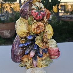 Vintage Italian Ceramic Fruit Basket Centerpiece Handmade From Bassano, Italy!