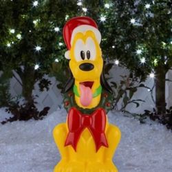 2FT Disney's Pluto in Santa Hat Lighted Christmas Blow Mold Yard Decor