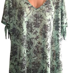 18-20 Plus Size V Neck Lane Bryant Mint Green Short Sleeve Top
