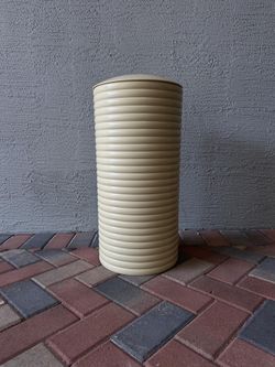 Vintage Mcm 70s Molded Plastic Ribbed Cylinder Waste Bucket Trash USA made 