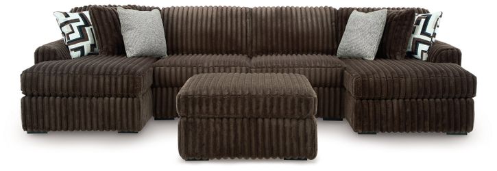 Midnight-Madness Chocolate 3-Piece Sectional with Chaise and Ottoman (Online Special Price)