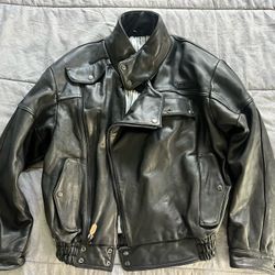 Men’s Fieldsheer Black Leather Motorcycle Jacket Size 42 (large) 