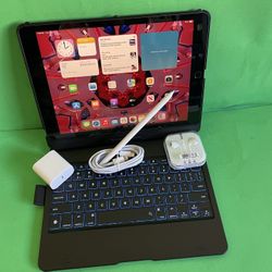 Apple IPad 9th Generation (10.2” Retina /Touch ID /IOS 18/ 2021 Model) 64GB with Pen, Keyboard  & Accessories 