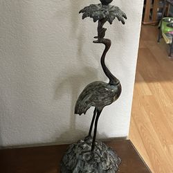 Antique bronze/brass crane stork candelabra
