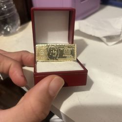 Real 10k 100 dollar bill ring 