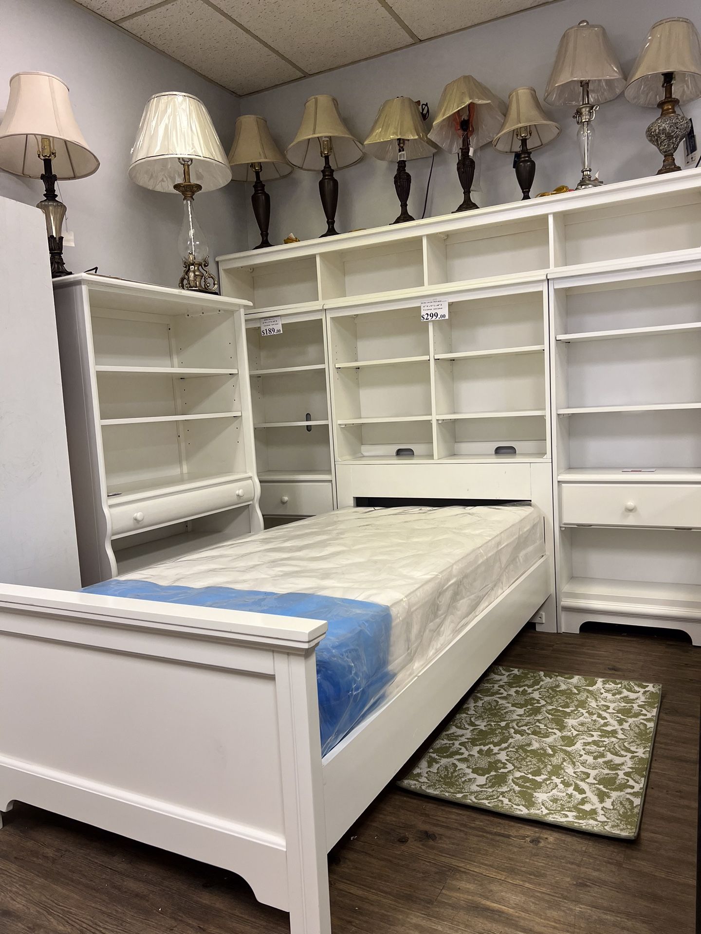 Bedroom Furniture Set- Twin Bed With Pier Bookcase