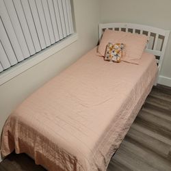 White Twin Bed with Mattress 