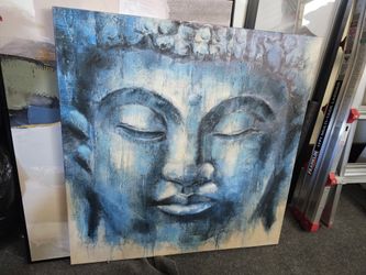 NWT 36x36 Canvas Blue Buddha Painting In Perfrct Condition