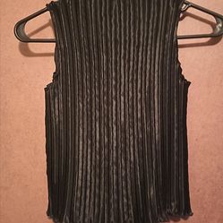 Black Ribbed Sleeveless Mock Neck Top 100% Polyester Sz S/Med $5 MPU SERIOUS INQUIRIES ONLY