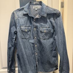  Lucky Brand Western Denim button-down shirt Men size medium 