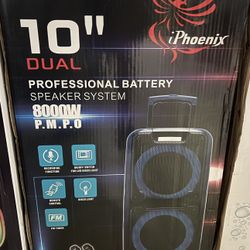 Bluetooth Speaker Size 2 X 10” 8,000 Watts 