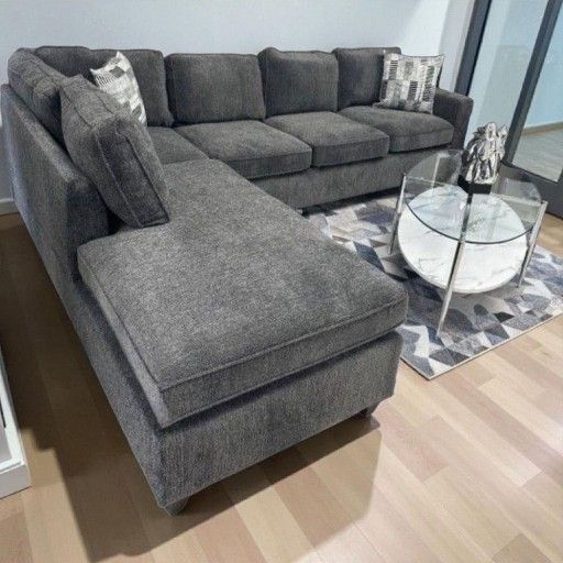 Sectional Sofa Reversible New Grey Chenille Fabric 109x78