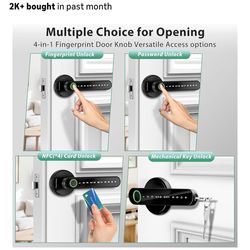 Fingerprint Door Lock Biometric Door Knob with Keypaad Keyless Entry. Door Locks for Bedrooms. Home Hote Office Apartment