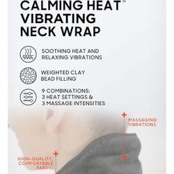 Calming Heat Neck Wrap by Sharper Image Personal Electric Neck Heating Pad with Vibrations, 3 Heat & 3 Vibration Settings- 9 Relaxing Combinations