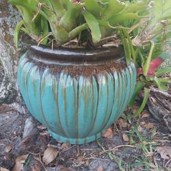 Pair Of Glazed Ceramic Planters