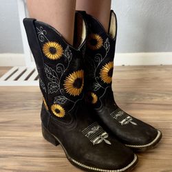GIRLS COWGIRL LEATHER BRONKO BOOTS SIZE 5Y 22MEX! SAN BERNARDINO CA! 